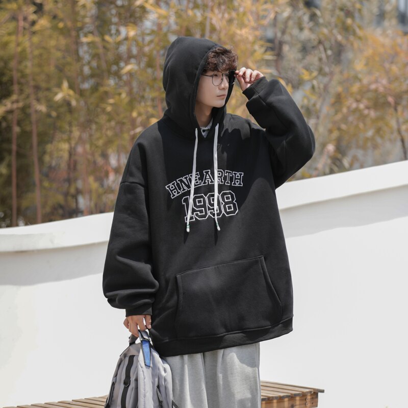 Bonsir Hoodie Men Letter Embroidery Sweatshirts Men's Casual Sports Oversized Cool Hoodies Fashion Hip Hop Streetwear Pullover