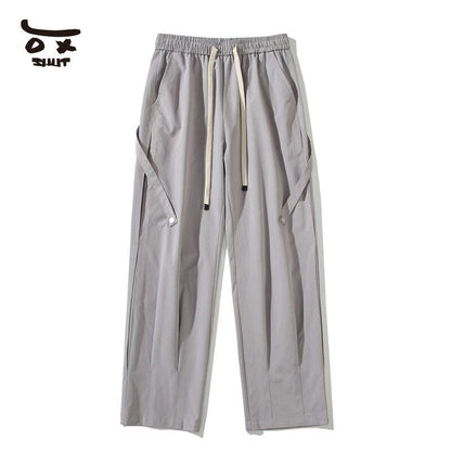 Bonsir American High Street Loose Casual Straight Charge Functional cargo wide leg jogger pants men trousers korean streetwear