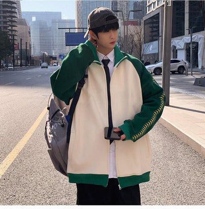 Bonsir Vintage Baseball Jassen Mannen Vrouwen Harajuku Stiksels simple Streetwear Casual Losse Varsity Jacket Paar student coat