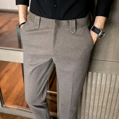 sanyamk Autumn Winter Woolen Business Dress Pants Men High Quality Streetwear Casual Long Trousers Formal Social Suit Pants L72