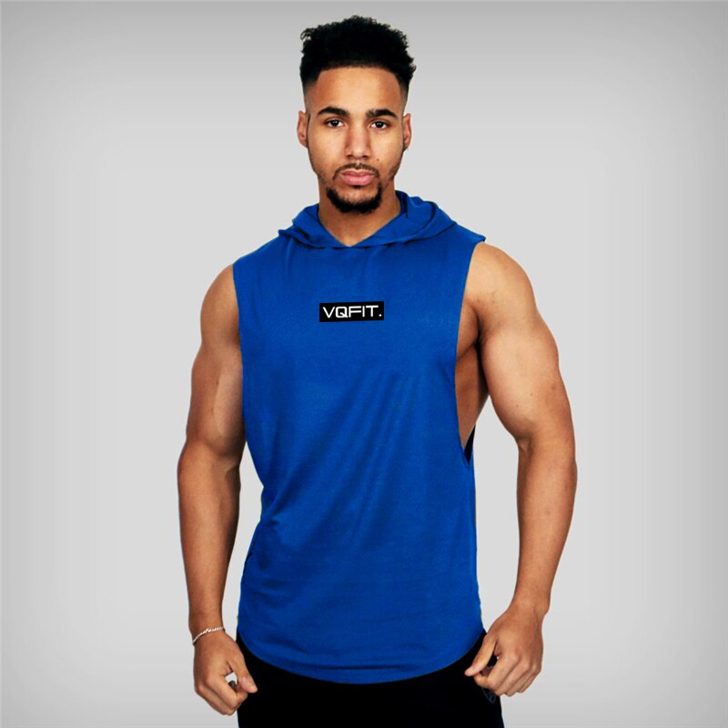 sanyamk Running Vest Brand Gym Clothing Mens Bodybuilding Hooded Tank Top Cotton Sleeveless Vest Sweatshirt Fitness Workout Sportswear