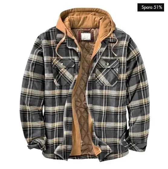 sanyamk Men Winter Jackets Harajuku Plaid Shirts Coats Hooded Zipper Long Sleeve Basic Casual Shirts Jackets European Style Size S-5XL