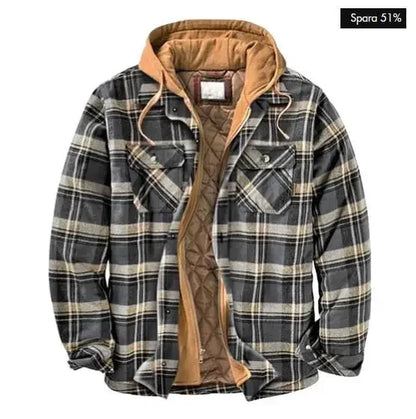 sanyamk Men Winter Jackets Harajuku Plaid Shirts Coats Hooded Zipper Long Sleeve Basic Casual Shirts Jackets European Style Size S-5XL