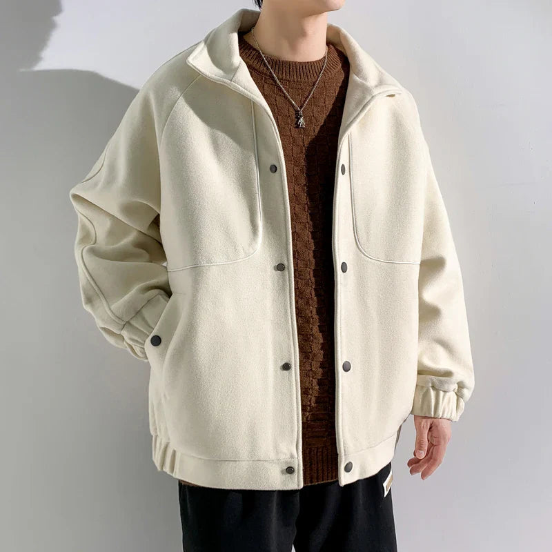 sanyamk Jacketed Men's Autumn And Winter High Street Trendy Brand Loose And Thickened Jacket Retro Upper Garment