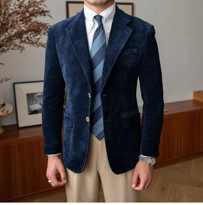 sanyamk Gentle Dress Banquet Chenille Fleece Thick Suit Coat Versatile Slim Warm Suit Retro Blazer Hombre Casual Coat Slim Long Sleeve