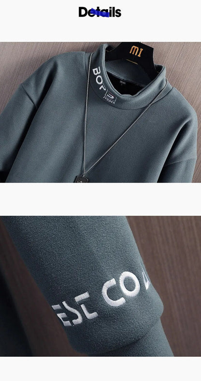 Bonsir Casual Sweatshirts Men Stand Collar Long Sleeve Fashion Hoodies Spring Autumn New Men Tops Streetwear Solid Color  Sweatshirts