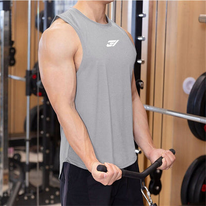 sanyamk Men Bodybuilding Tight Running Tank Tops Summer Jogger Workout Sleeveless Gyms shirt Men Sports Vest Fitness Brand Male Clothing