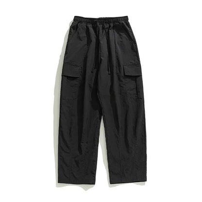 Bonsir Patch Pocket Work Pants Autumn Mountain Style Light and Thin Loose Pleated Casual Streetwear Men Clothing