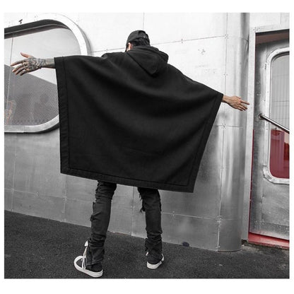 sanyamk Techwear Black Oversized Hoodies Sweatshirt Baggy Trench Coat Anorak Men Goth Punk Japanese Streetwear Hip Hop Gothic