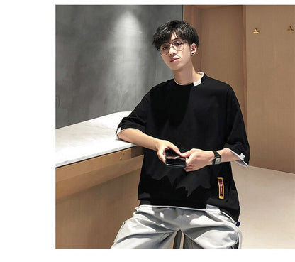 Bonsir Summer Mens T Shirt Oversize Cotton 5XL New Casual Solid color Japanese Harajuku Tee Shirts Man Streetwear Big Size Unisex Top