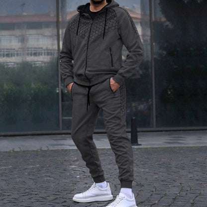 sanyamk Fashion Graphic Print Tracksuit Men Casual Hoodies Two Piece Sets Autumn Mens Long Sleeve Hooded Sweatshirt And Pants Suits Male