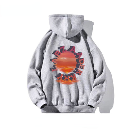 sanyamk EU Size Couples Autumn Winter Sunset Dusk Print Hoodies Men Women Hip Hop Pullover Jackets Fashion Oversized Streetwear Tops