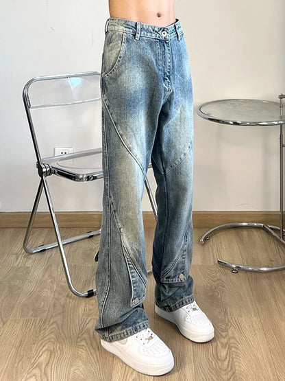 sanyamk With Pockets Straight Men's Jeans Trousers Bootcut Man Cowboy Pants Punk Flared Original Luxury 2024 Fashion Y2k Vintage Classic