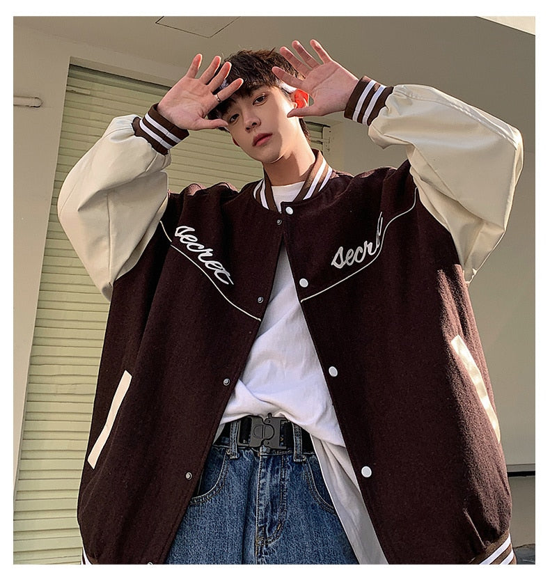 Bonsir Baseball suit men's casual coat men's spring and autumn new loose fashion American oversize jacket anorak casacos mens