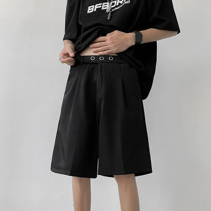 sanyamk Summer Black Suit Shorts Men Fashion Society Mens Dress Shorts Korean Loose Casual Shorts Mens Office Formal Shorts M-3XL