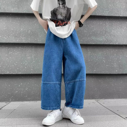 Bonsir Summer Blue/Black Oversized Jeans Men's Fashion Casual Loose Wide Leg Jeans Mens Streetwear Hip Hop Straight Denim Trousers Men