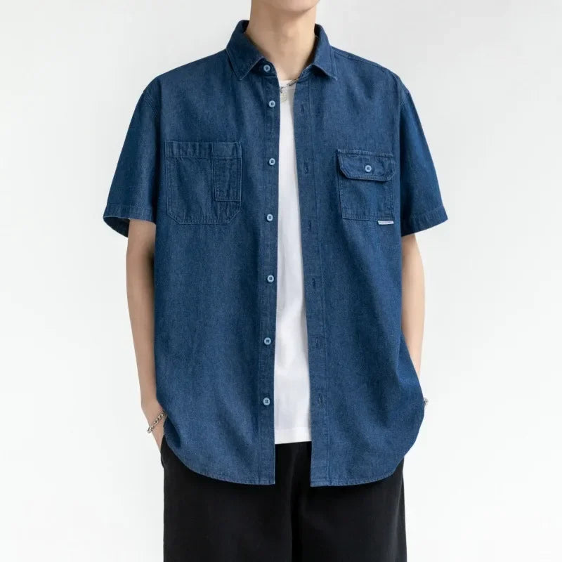 sanyamk Short-sleeved Shirt Men's Casual Workwear Japanese Jacket