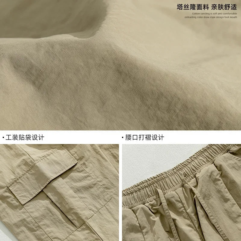 Bonsir Green Cargo Pants for Men Parachute Khaki Cargo Trousers Male Streetwear Hip Hop Loose Casual Oversize Spring Summer