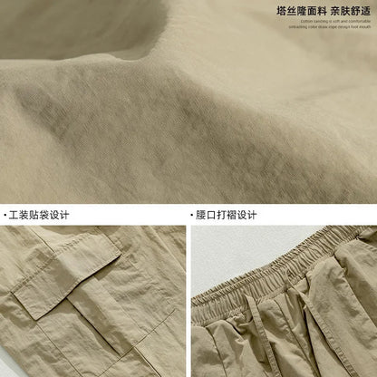 Bonsir Green Cargo Pants for Men Parachute Khaki Cargo Trousers Male Streetwear Hip Hop Loose Casual Oversize Spring Summer