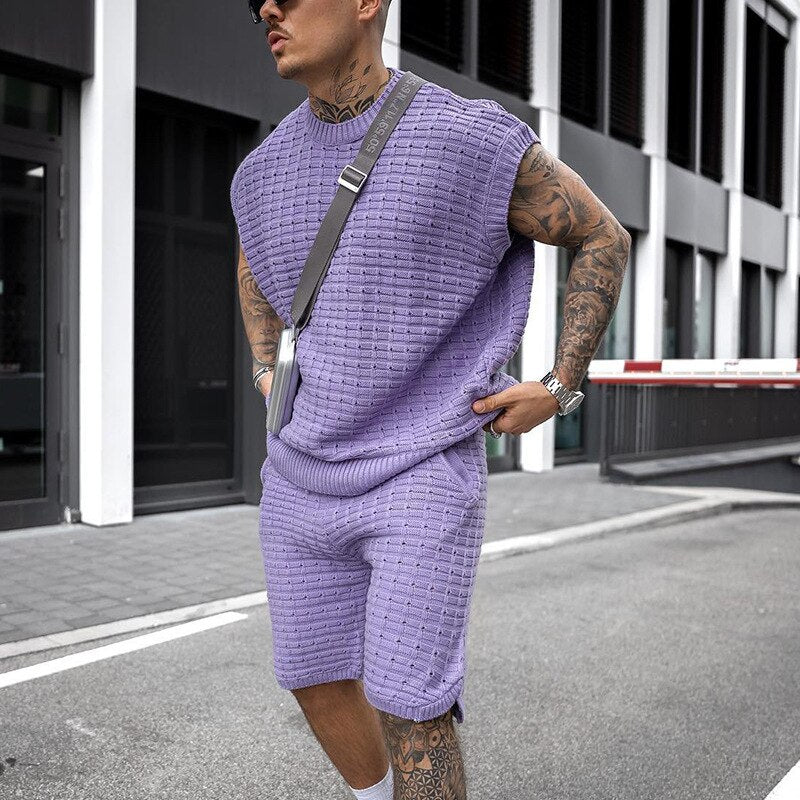 sanyamk Summer Mens Sets Sports Leisure Daily Loose Trend Short Sleeve Shirt and Shorts Suit Streetwear Men Shorts Set Ropa Para Hombre