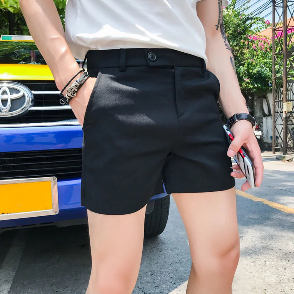 sanyamk Shorts For Men's Fashion Summer Streetwear Short Pants 3 Part Length Man Casual Trousers Summer British Retro Suit Short Bottoms