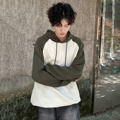 sanyamk  -  New Trendy Men's Hoodies Hooded Drawstring Patchwork Contrast Color Pullover Male Casual Sweatshirts Minimalist 9C7123