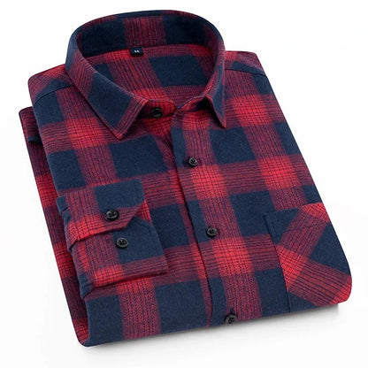 sanyamk Pure Cotton Men's Plaid Shirt Long Sleeve Regular Fit Men Casual Oversized Shirt Leisure Autumn Male Blouse New Plus Size