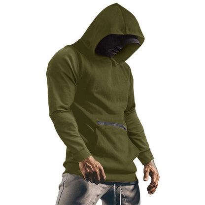 Bonsir Autumn Fashion Solid Hooded T Shirt Men Casual Big Pockets Stitching Drawstring Hoodies Male Fall Long Sleeve Hoodie Sweatshirts