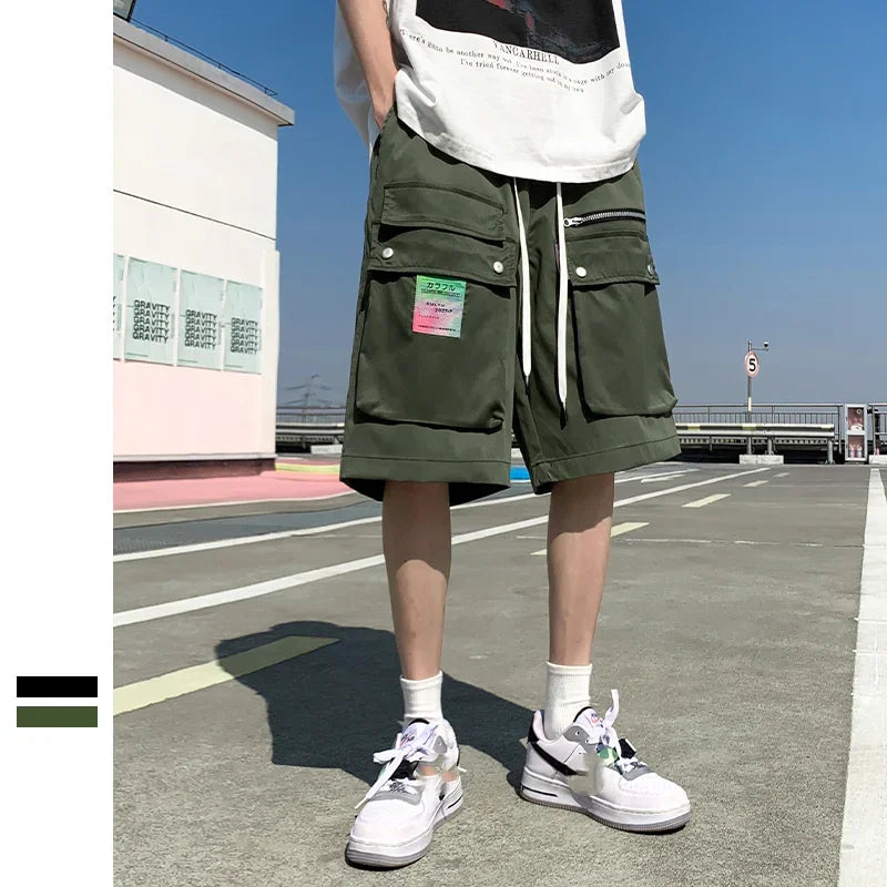 sanyamk  -  Summer Big Pockets Mens Cargo Shorts High Street Streetwear Straight Bermuda Masculina