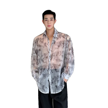 sanyamk Shirt Men Fashion Printed Harajuku Shirt Top Korean Loose Casual Clothes Sun-proof Daily All-match Summer Holiday