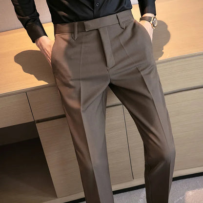 sanyamk Men Suit Pants High Quality Men Solid Color Slim Fit Dress Pants Slim Fit Office Business Men Trousers Plus Size 28-36