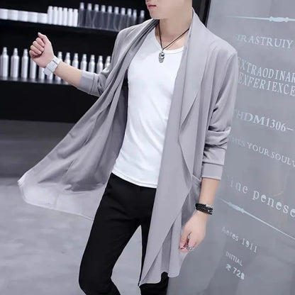 sanyamk Men Casual Long Windbreaker Hooded Cape 2024 New Autumn Genderless Fashion Punk Hip Hop Cardigan Street Cloak Trench Coat Unisex