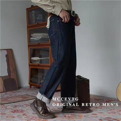 sanyamk Men's Fashion Trend Blue Color Wash Jeans Loose Streetwear Straight Pants Retro Trousers Baggy Homme Casual Pants S-3XL