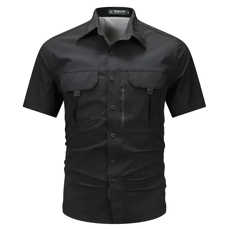 sanyamk Summer Men Short Sleeve Shirt Men Breathable Tactical Work Shirt Tops Outdoor Casual Quick Dry Multi-pocket Camping Cargo Shirts