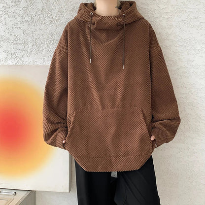 sanyamk Harajuku Corduroy Hoodies Men High Quality Streetwear Loose Y2k Hip Hop Hooded Sweatshirts Couple Clothing Female Pullovers