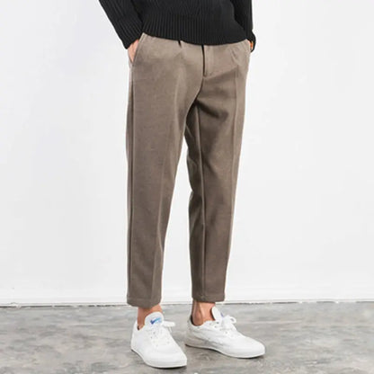 sanyamk Autumn Woolen Suit Pants Korean Style Woolen Dress Pants for Male Office Formal Wedding Business Casual Men Pants L44