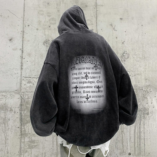 Bonsir High Street American Vintage Men's Hoodies Gothic Hip Hop Washed Unisex Pullovers Fashion Brand Male Loose Sweatshirts