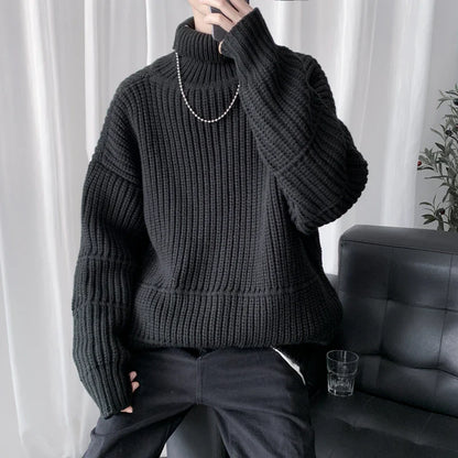 Bonsir Autumn Winter Mens Casual Turtleneck Pullover Men's Long Sleeve Rollneck Sweater Korean Style Fashion Warm Knitted Sweater