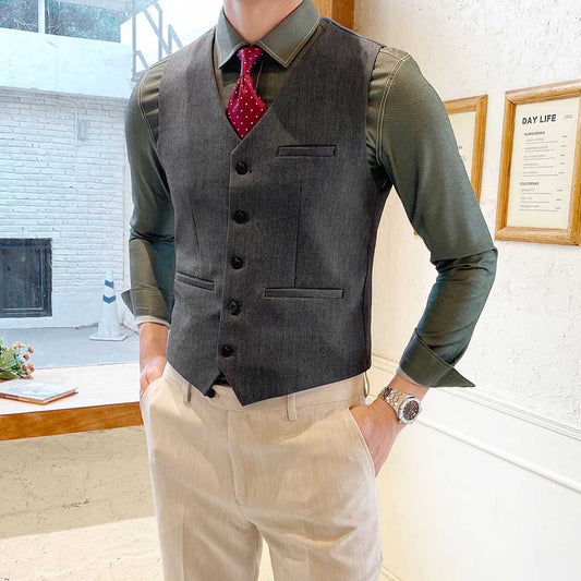 sanyamk New Fashion Leisure Vest Men's Casual Suit Waistcoat Slim Fit Business Office Clothing