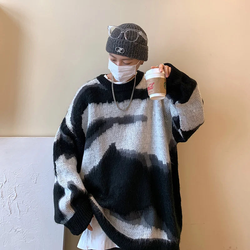 sanyamk Autumn winter thickened sweater men's Korean version trend loose knit winter ins lazy sweater coat