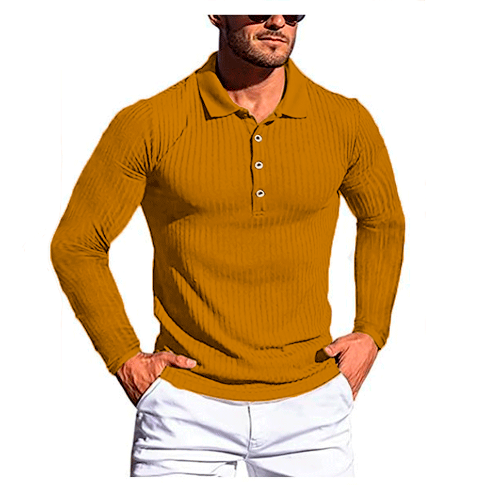 sanyamk New Polo Men Solid Stripe Fitness Outdoor Elasticity Long Sleeve Polo Shirts for Men Fashion Stand Collar Mens Shirts