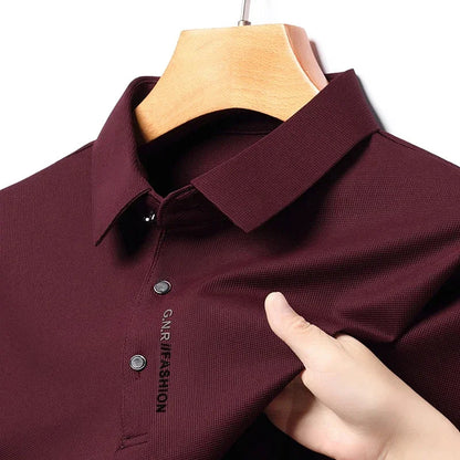 sanyamk 2024 New Spring Lapel Business Casual Polo Shirt Elastic Base Shirt Top Men's Long Sleeve T-shirt