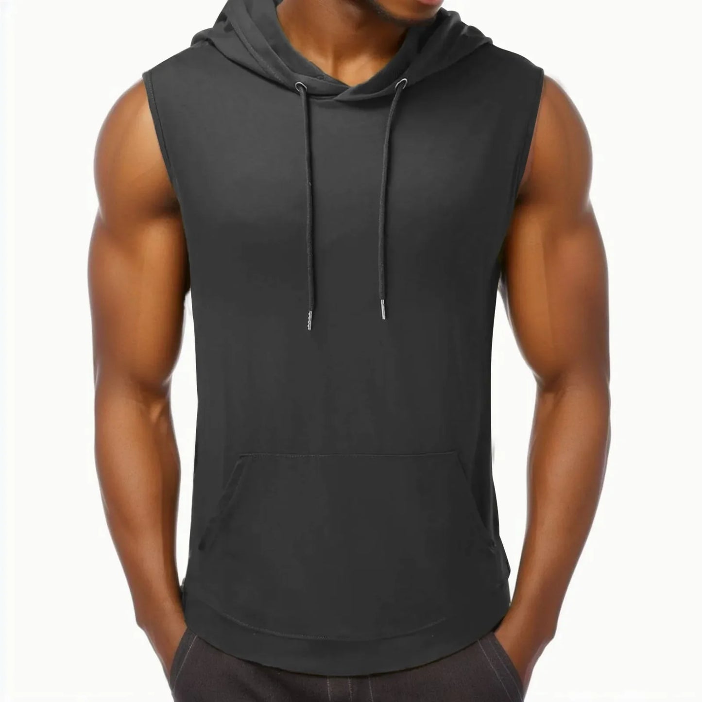 sanyamk Sports Tank Tops Men Fitness Muscle Print Sleeveless Hooded Bodybuilding Pocket Tight-drying Tops Summer Shirt For Men Clothing