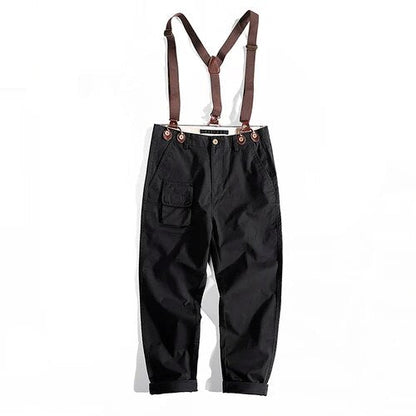 Bonsir Men's New Fashion Casual Overalls Removable High Quality Cargo Pants Loose Streetwear Long Straight Trousers Male T107