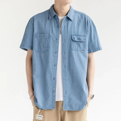 sanyamk Short-sleeved Shirt Men's Casual Workwear Japanese Jacket