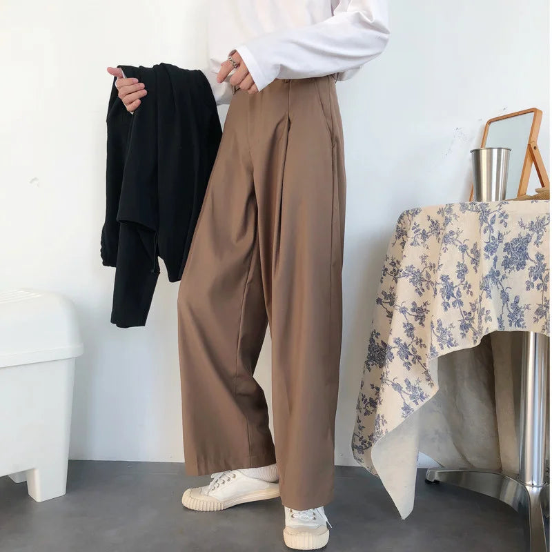 sanyamk -  wear /men's vintage casual Wide Leg Pants with belt for Male Autumn tide new Loose all-match Pants 2Y272