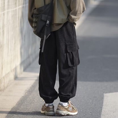 Bonsir  Corduroy Joggers Pants Solid Color Elastic Waist Fashion Brand Harem Pants Hip Hop Autumn Male Casual Trousers