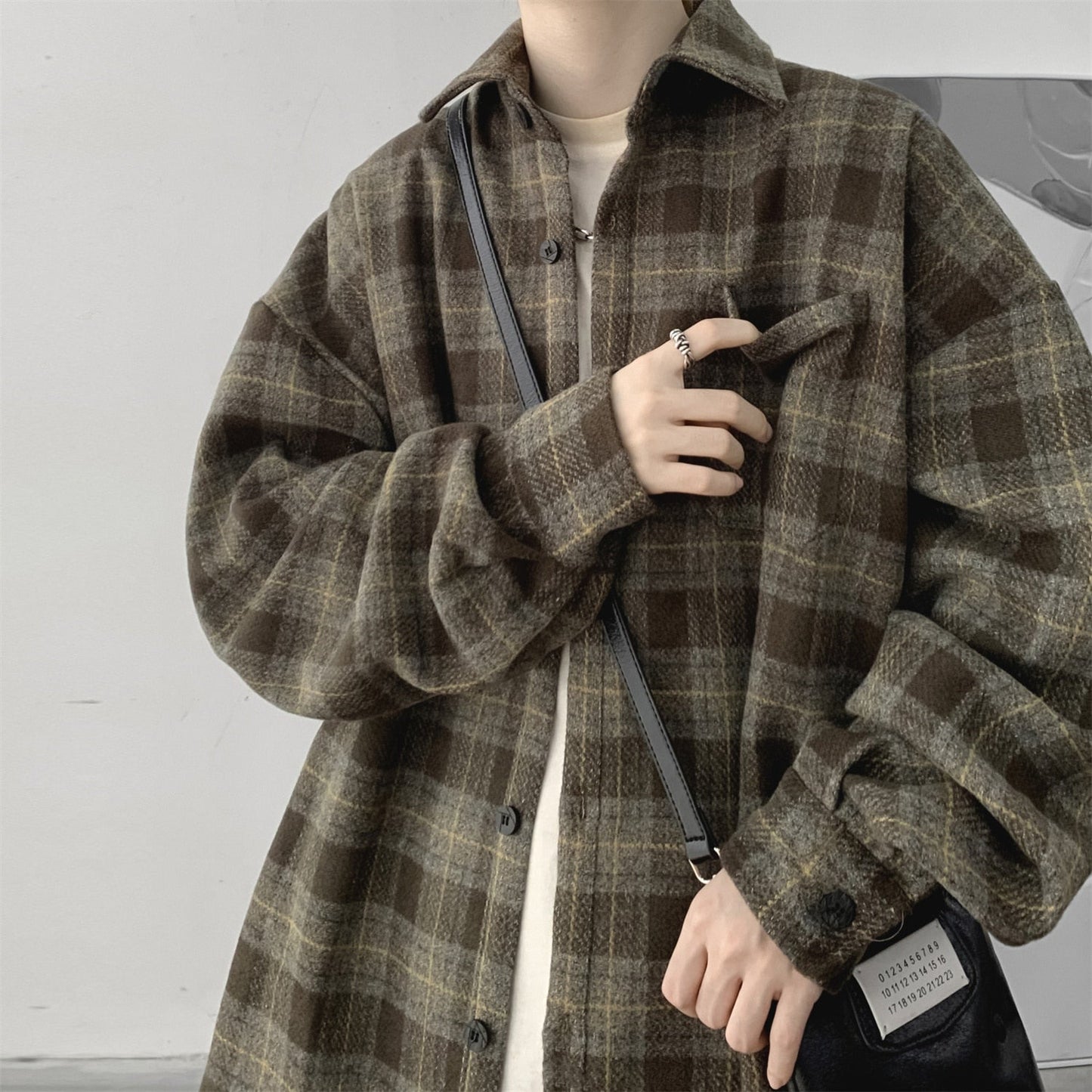 sanyamk New Plaid Shirt For Men Harajuku Vintage Loose Unisex Casual Blouses Japanese Style Male Cardigan Clothing