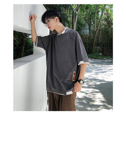 Bonsir Summer Mens T Shirt Oversize Cotton 5XL New Casual Solid color Japanese Harajuku Tee Shirts Man Streetwear Big Size Unisex Top