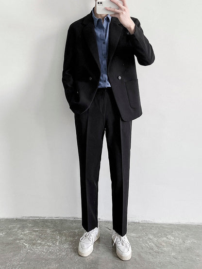 sanyamk Korean Men's Youth Casual Suit Jackets British Handsome Single Western-style Clothes Fashion Trend Black 3 Color Coats